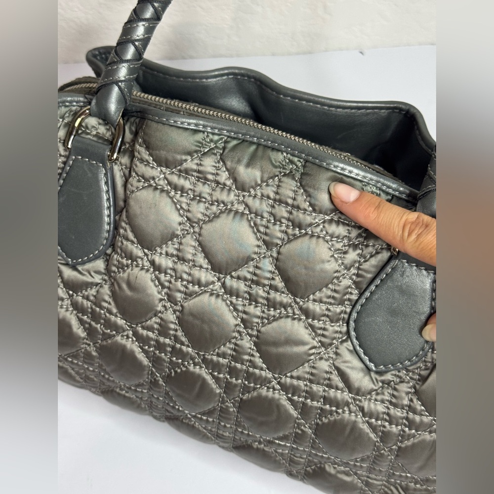 Christian Dior Vintage Iconic Cannage Lady Boston Bag in Metallic Grey - Picture 9 of 16